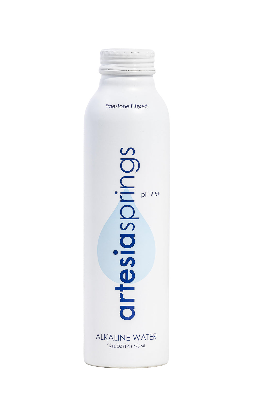 Artesia Springs alkaline water bottle on a white background